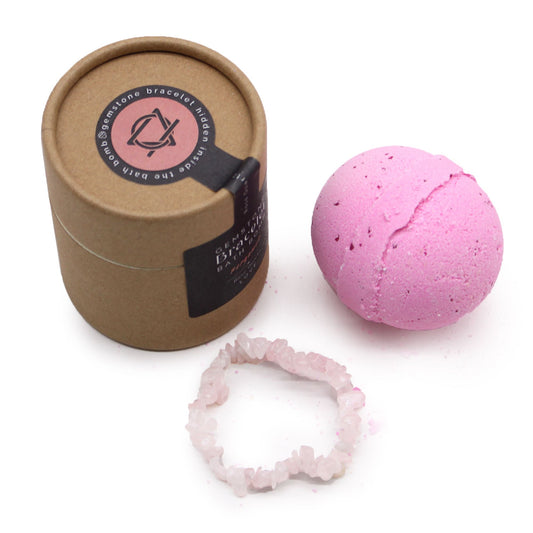 Bomba da bagno con braccialetto di quarzo rosa