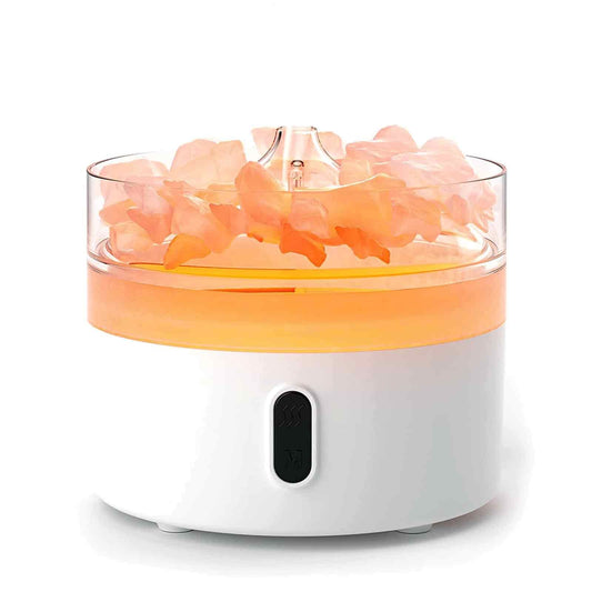Diffusore di aromi al sale dell'Himalaya - Luce notturna - USB-C - Effetto fiamma (sale incluso)