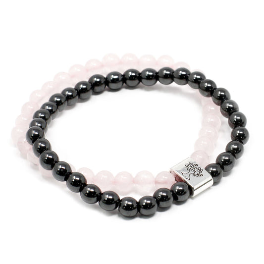 Bracciale magnetico con pietre preziose – quarzo rosa