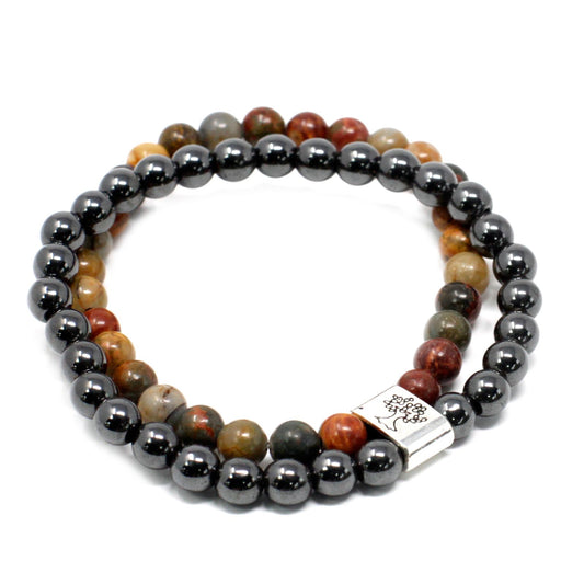 Bracciale magnetico con pietre preziose – diaspro Picasso