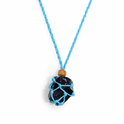 Collana con pietre preziose di cristallo, cordino da 45 cm/18 pollici - Blu