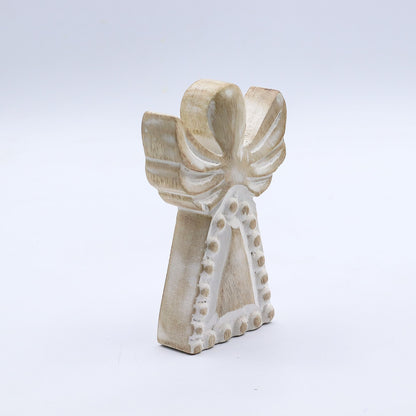 Angelo in legno di mango - Sbiancato - 13 cm