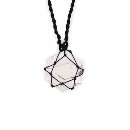Ciondolo – esagono in howlite bianca