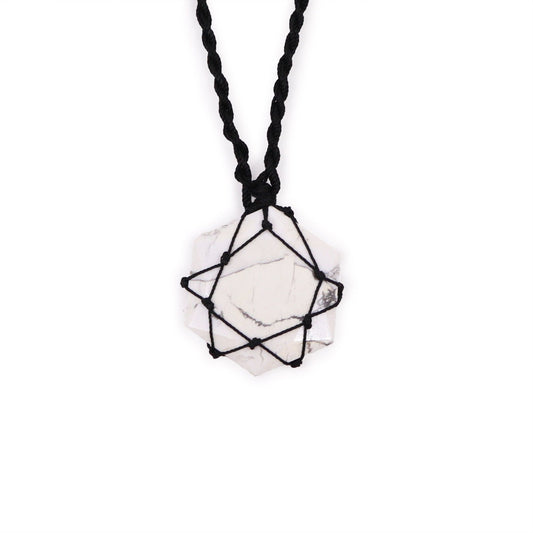 Ciondolo – esagono in howlite bianca