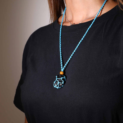 Collana con pietre preziose di cristallo, cordino da 45 cm/18 pollici - Blu