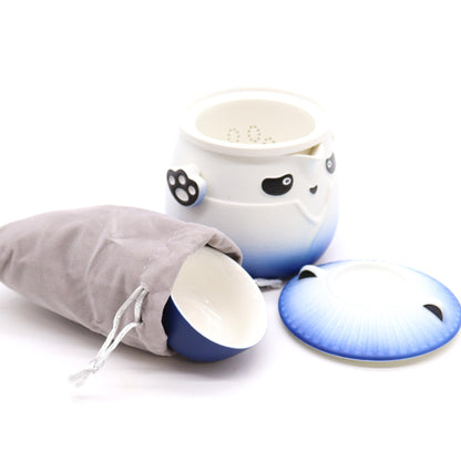 Set teiera e tre tazze Panda - Azzurro cielo