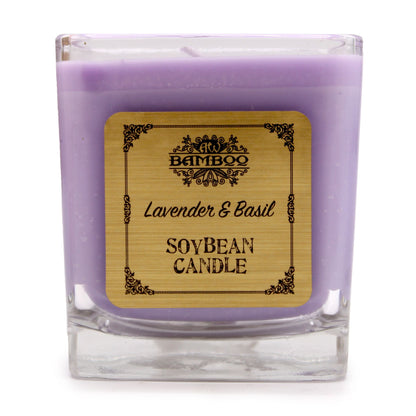 Candele in barattolo di soia - Lavanda e basilico