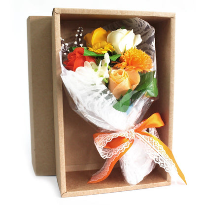 Bouquet di fiori di sapone per le mani in scatola - Arancione