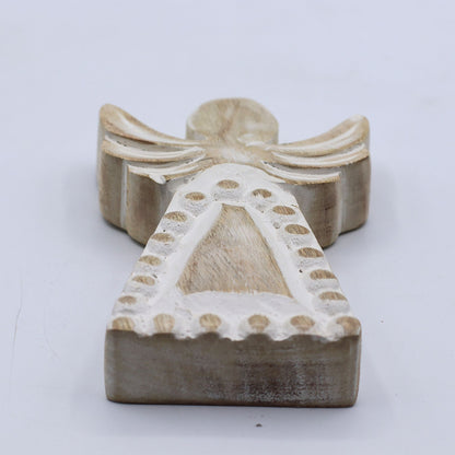 Angelo in legno di mango - Sbiancato - 13 cm