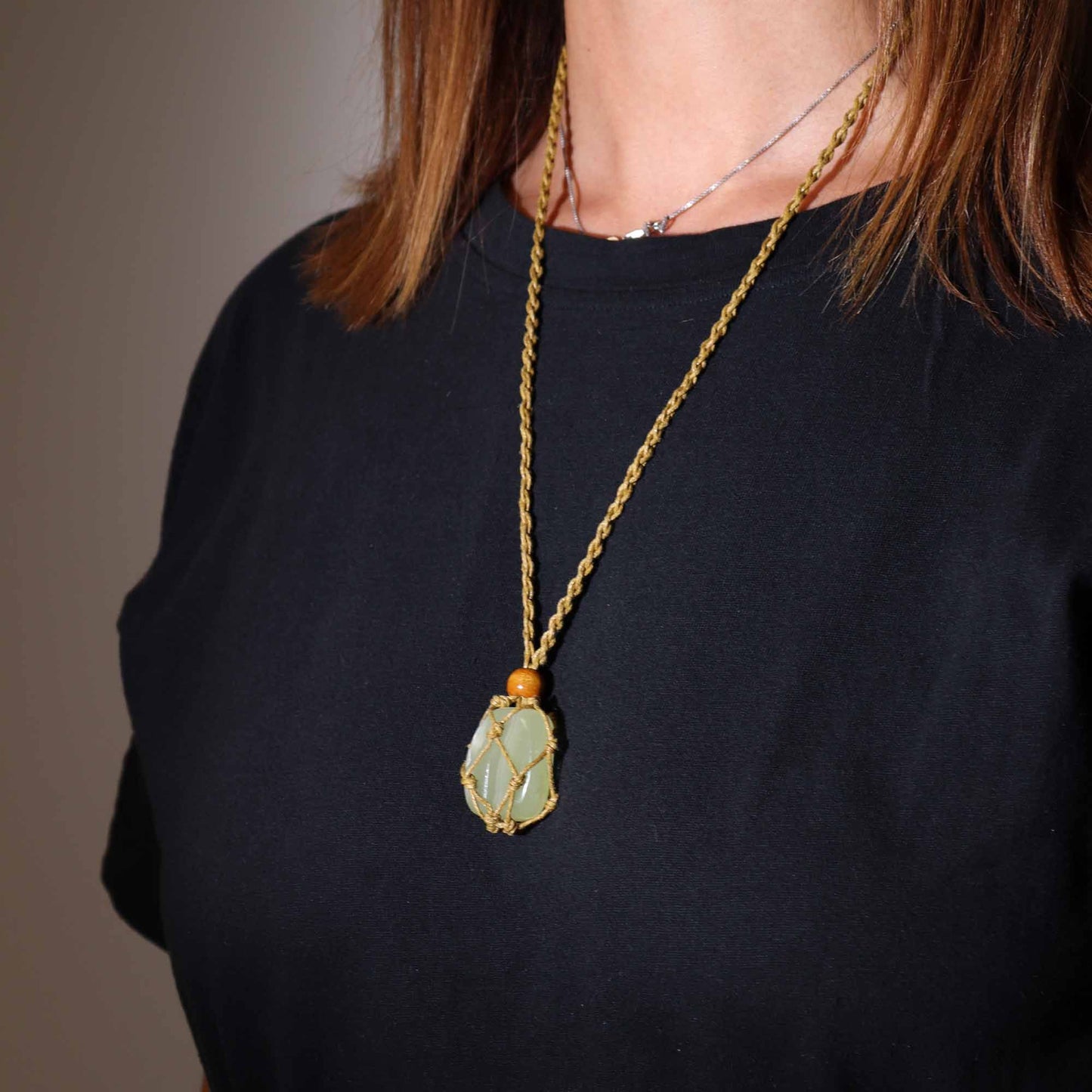 Collana con pietre preziose di cristallo, cordino da 45 cm/18 pollici - Sabbia