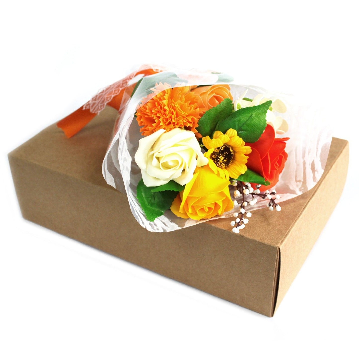 Bouquet di fiori di sapone per le mani in scatola - Arancione