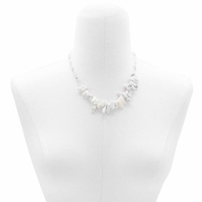 Collana con pietra allungata – diaspro bianco