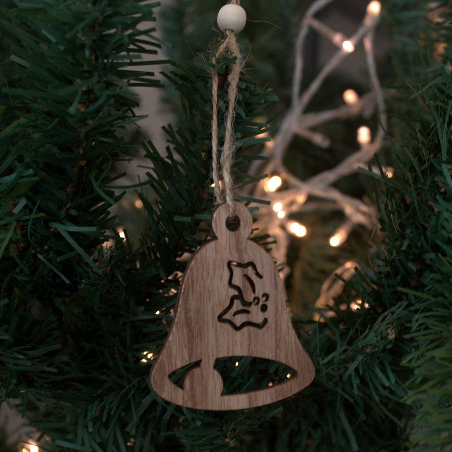 Confezione da 3 decorazioni natalizie in legno – Campana 