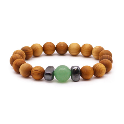 Bracciale in legno di cedro per il chakra sacrale con avventurina