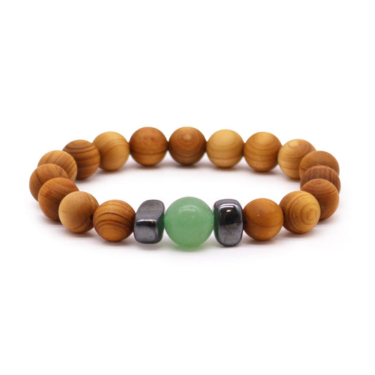 Bracciale in legno di cedro per il chakra sacrale con avventurina