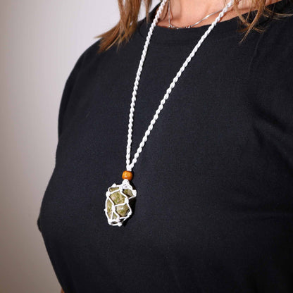 Collana con pietre preziose di cristallo, cordino da 45 cm/18 pollici - Bianco