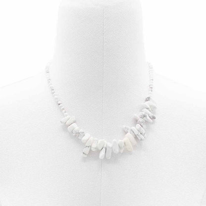 Collana con pietra allungata – diaspro bianco