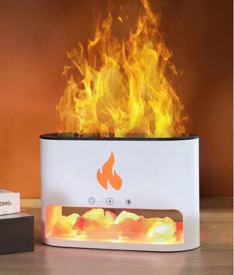 Diffusore di aromi Blaze - Camera di sale dell'Himalaya - USB-C - Effetto fiamma (sale incluso)