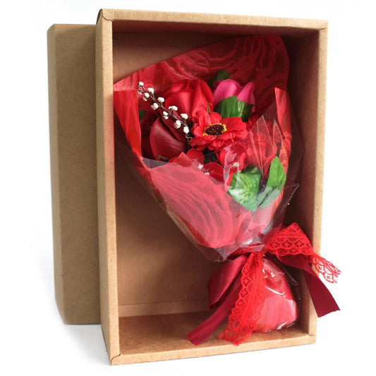 Bouquet di fiori di sapone per le mani in scatola - Rosso