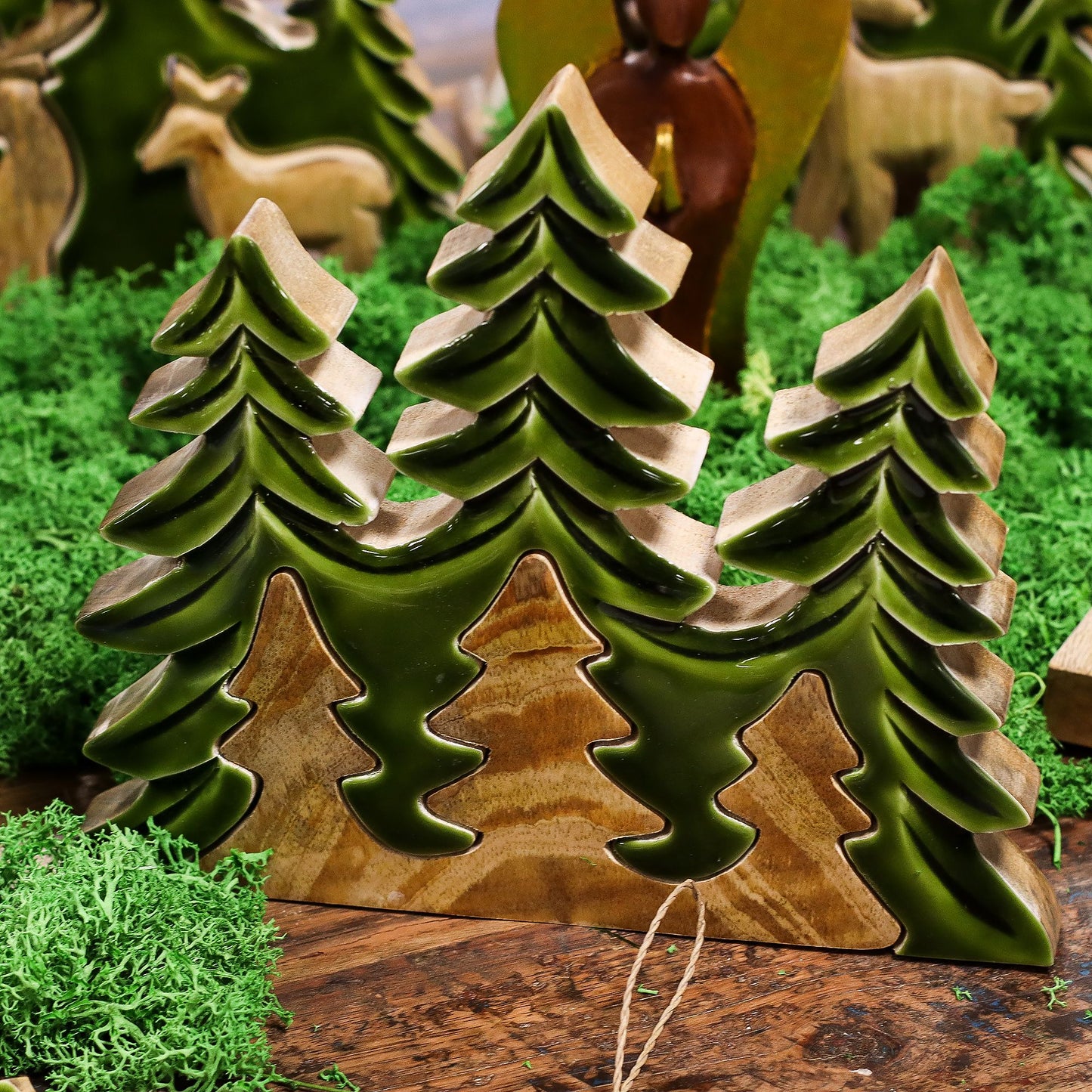 3 Alberi 3D - Decorazione in legno 20x23cm