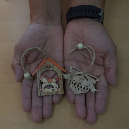 Confezione da 3 decorazioni natalizie in legno – Campana 