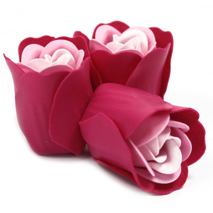 Set di 3 scatole a forma di cuore con fiori di sapone - Rose rosa