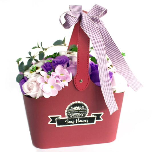 Bouquet di fiori di sapone a forma di cestino - Lilla