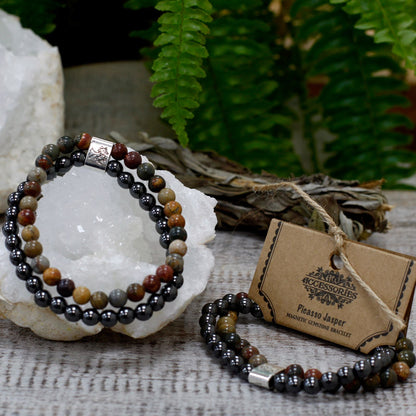 Bracciale magnetico con pietre preziose – diaspro Picasso