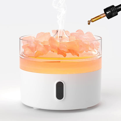 Diffusore di aromi al sale dell'Himalaya - Luce notturna - USB-C - Effetto fiamma (sale incluso)