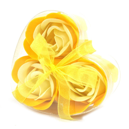 Set di 3 scatole a forma di cuore con fiori di sapone - Rose primaverili