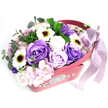 Bouquet di fiori di sapone a forma di cestino - Lilla