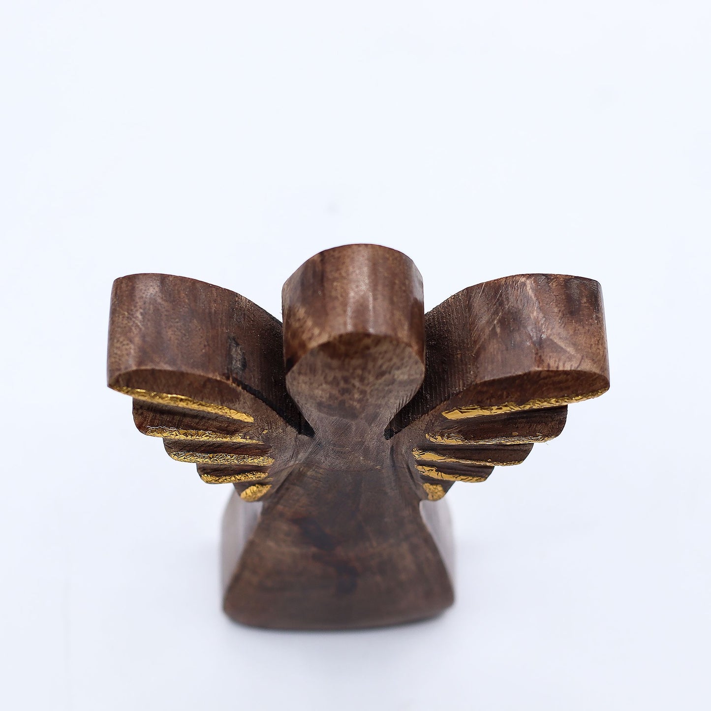 Piccolo angelo in legno di mango - Decoro oro - 12 cm