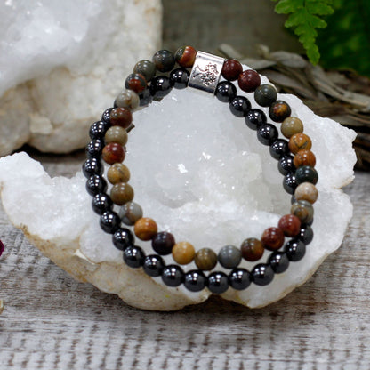 Bracciale magnetico con pietre preziose – diaspro Picasso