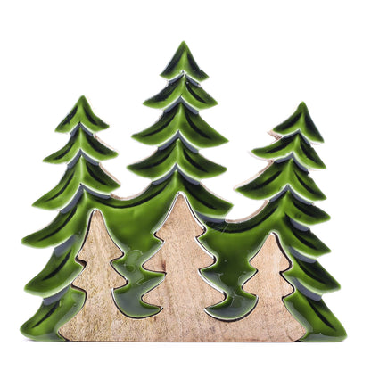 3 Alberi 3D - Decorazione in legno 20x23cm