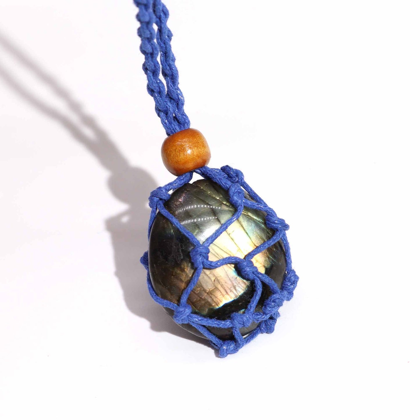 Collana con pietre preziose di cristallo, cordino da 45 cm/18 pollici - Blu navy