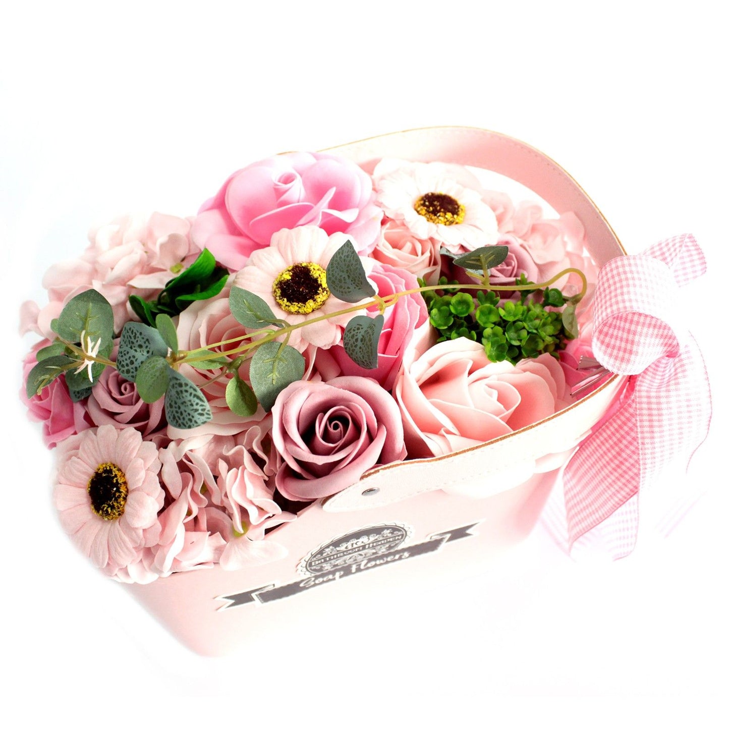 Bouquet di fiori di sapone a forma di cestino - Rosa