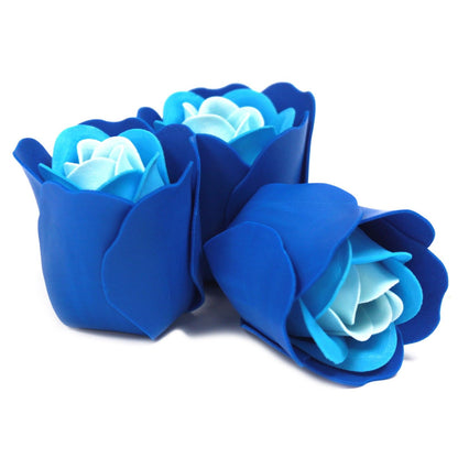 Set di 3 scatole a forma di cuore con fiori di sapone - Rose nuziali blu