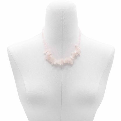 Collana con pietra allungata – quarzo rosa