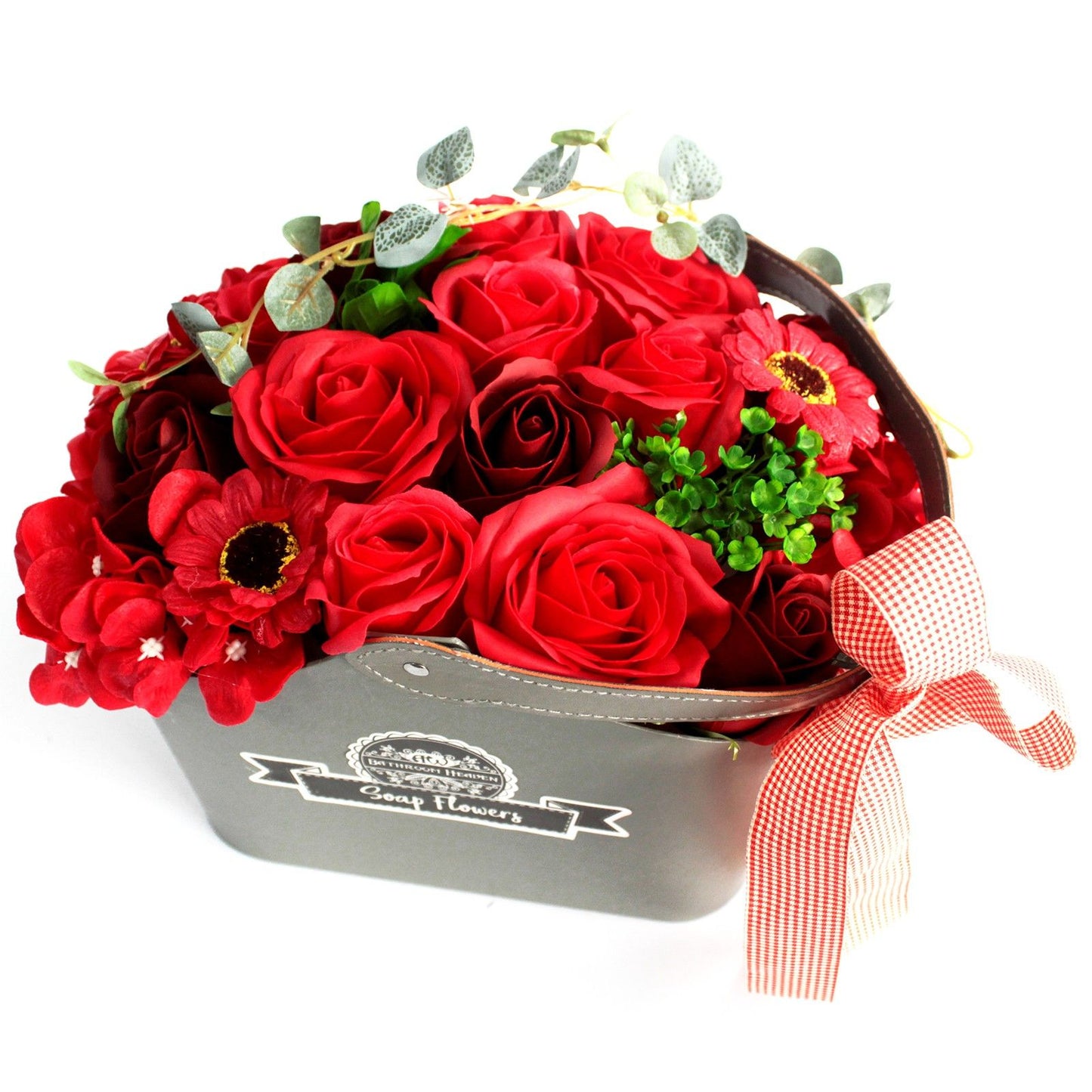 Bouquet di fiori di sapone a forma di cestino - Rosso
