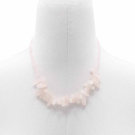 Collana con pietra allungata – quarzo rosa