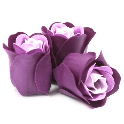 Set di 3 scatole a forma di cuore con fiori di sapone - Rose di lavanda