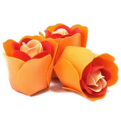 Set di 3 scatole a forma di cuore con fiori di sapone - Rose pesca