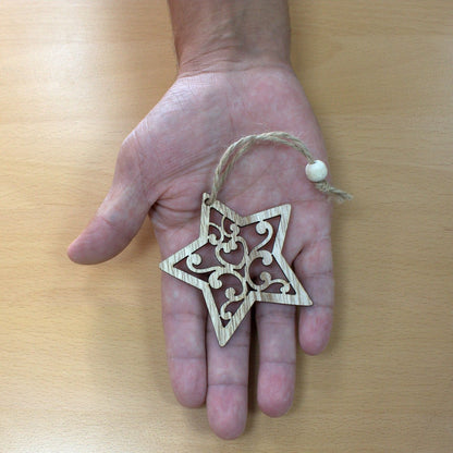 Confezione da 2 decorazioni natalizie in legno – Pupazzo di neve e albero 