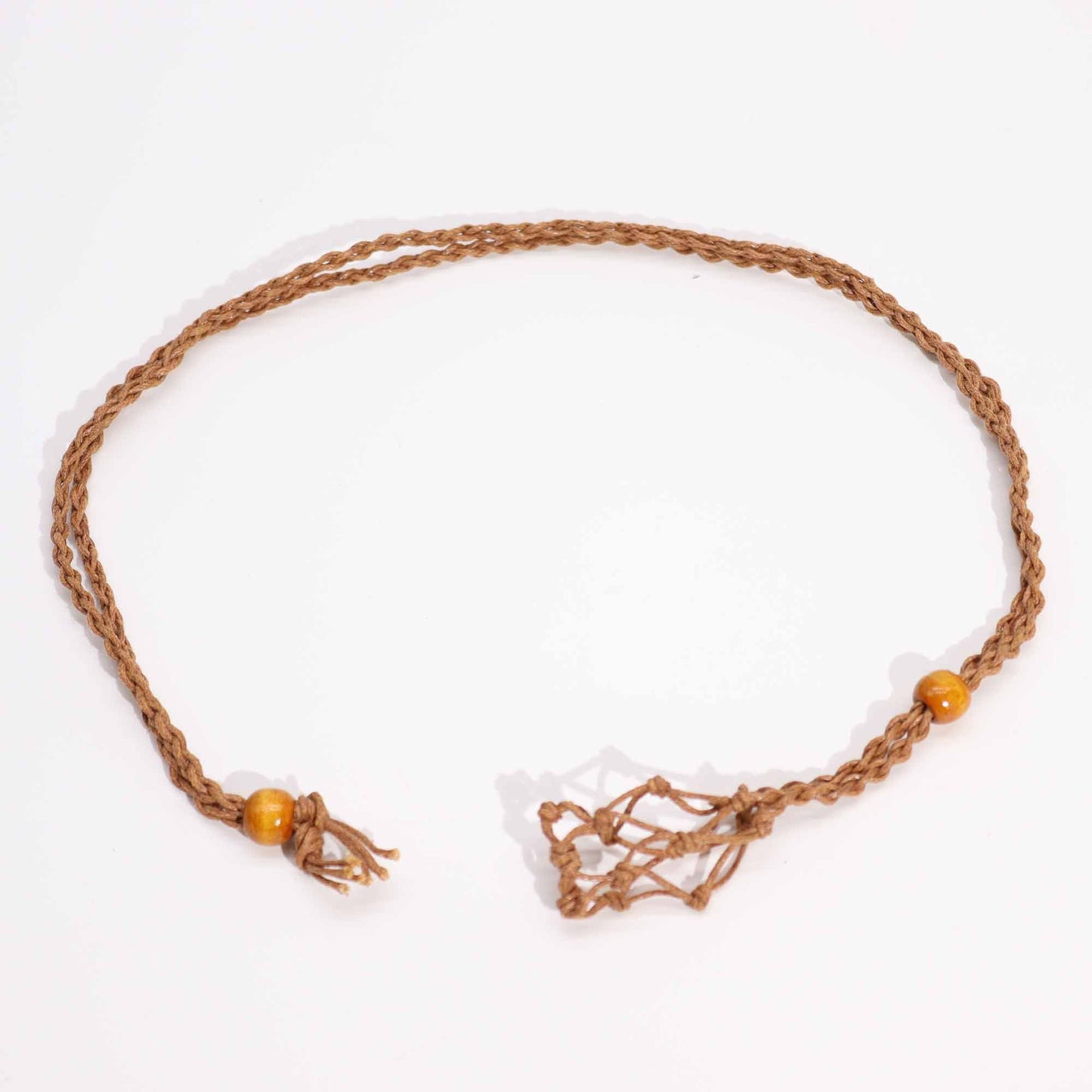 Collana con pietre preziose di cristallo, cordino da 45 cm/18 pollici - Marrone
