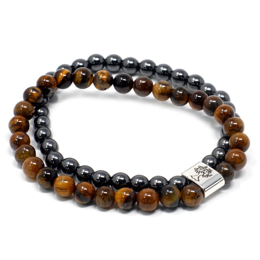 Bracciale magnetico con pietre preziose - occhio di tigre