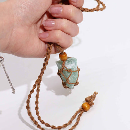 Collana con pietre preziose di cristallo, cordino da 45 cm/18 pollici - Marrone