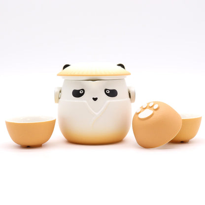Set teiera e tre tazze Panda - arancione