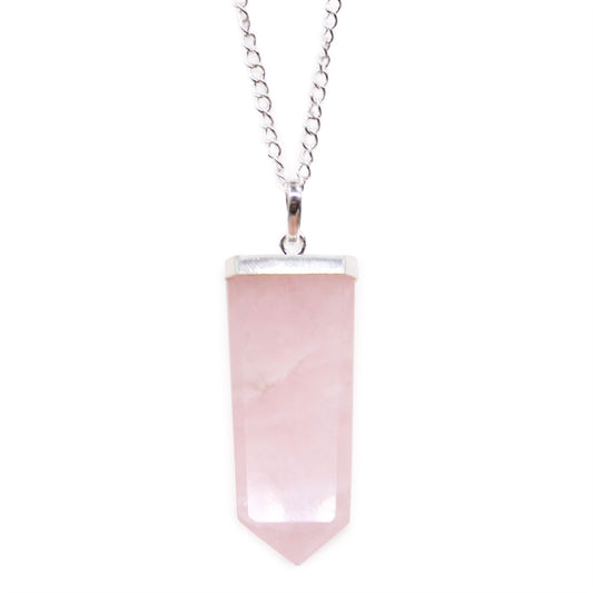 Ciondolo a forma di matita piatta – quarzo rosa