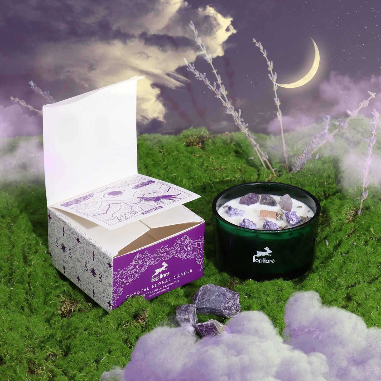 Candela magica di cristallo Hop Hare Flower – Luna