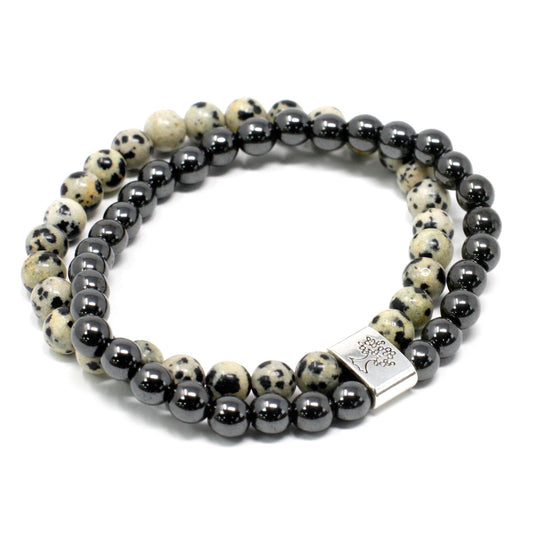 Bracciale magnetico con pietre preziose – diaspro dalmata
